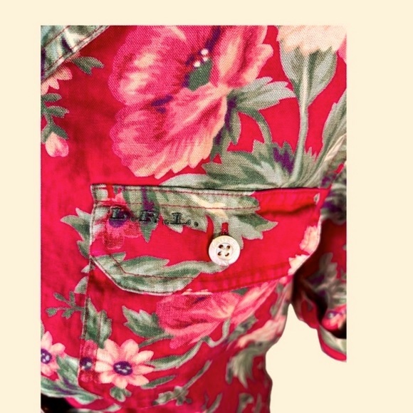 Vintage Lauren Ralph Lauren Petite Hawaiian Styled button down shirt//MP//90s - Picture 4 of 10